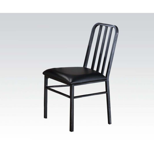 Jodie - Chaise d'appoint (lot de 2) - Cuir synthétique noir et noir antique