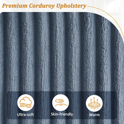 133 4-Seater Corduroy Sofa - Modern Storage Couch with USB Ports, Flip-Top Cup Holders