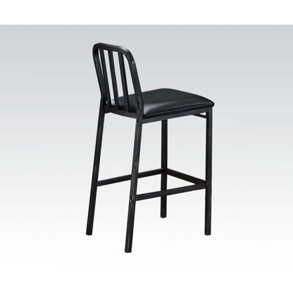 Jodie - Chaise de bar (lot de 2) - Cuir synthétique noir et noir antique