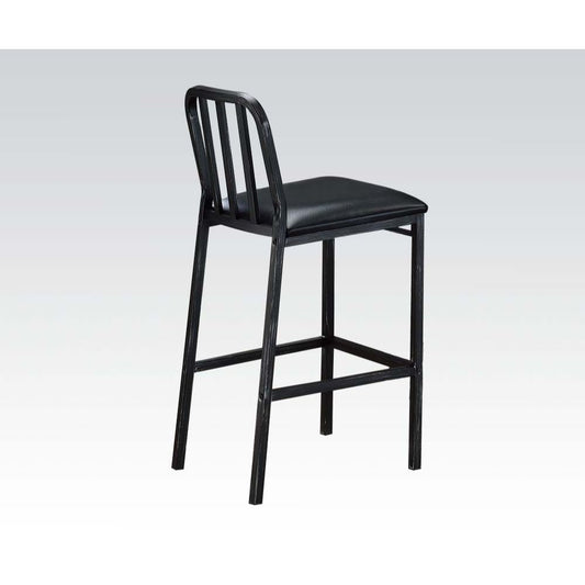 Jodie - Chaise de bar (lot de 2) - Cuir synthétique noir et noir antique