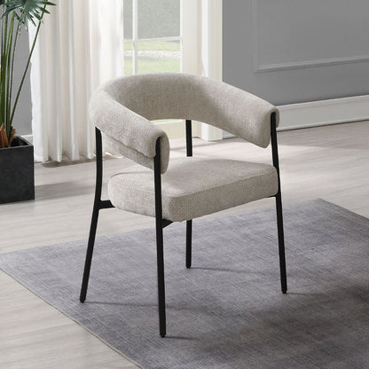 Jirina - Fauteuil en chenille (lot de 2) - Beige et noir