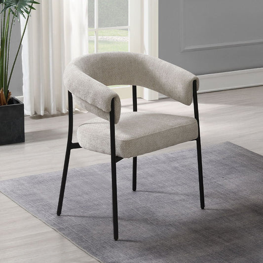Jirina - Fauteuil en chenille (lot de 2) - Beige et noir