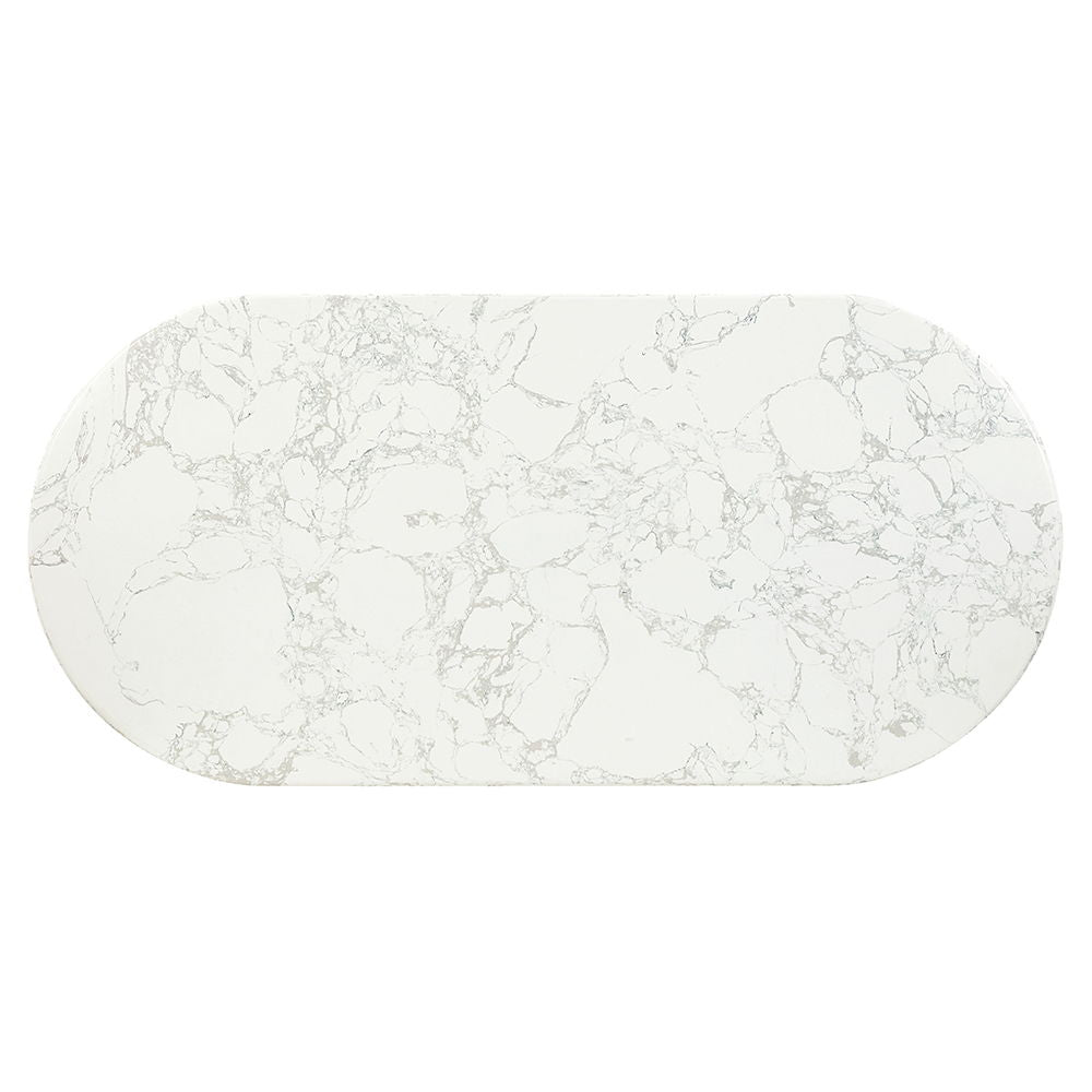 Zayn - Table à manger - Plateau en marbre naturel blanc et blanc