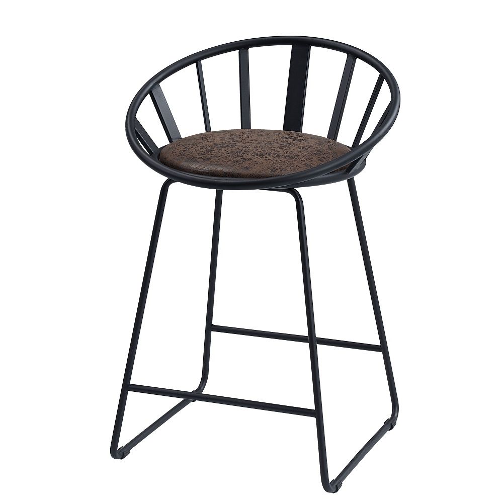 Zudora - Chaises de comptoir (lot de 2) - Cuir synthétique et noir