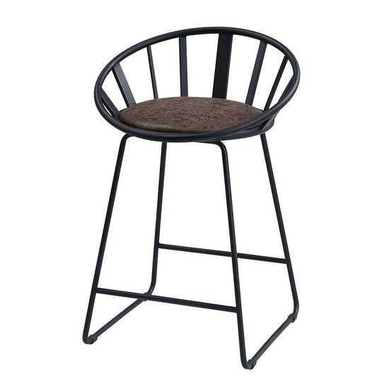 Zudora - Chaises de comptoir (lot de 2) - Cuir synthétique et noir
