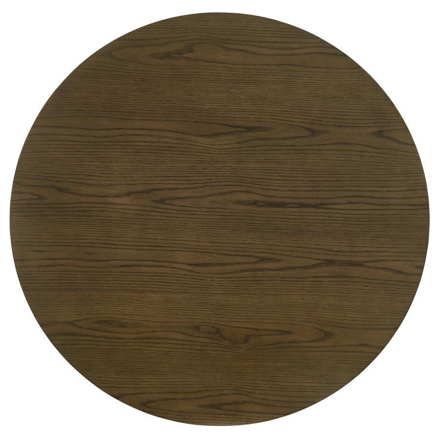 Ottowa - Table à manger ronde en bois avec étagère - Marron