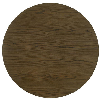 Ottowa - Table à manger ronde en bois avec étagère - Marron