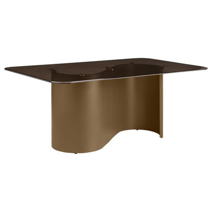 Edson - Ensemble de table à manger rectangulaire 5 pièces avec plateau en verre - Bronze