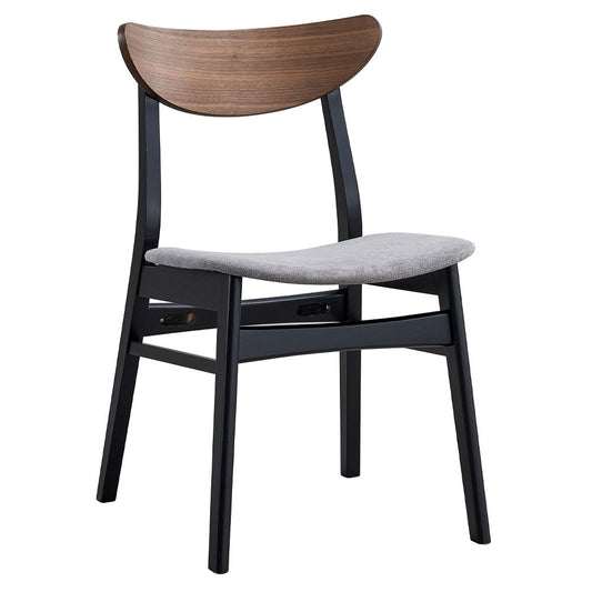 Rebi - Chaise d'appoint (lot de 2) - Lin gris, noyer et noir