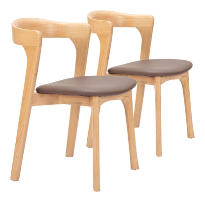 Pioro - Chaise de salle à manger (lot de 2) - Marron / Naturel