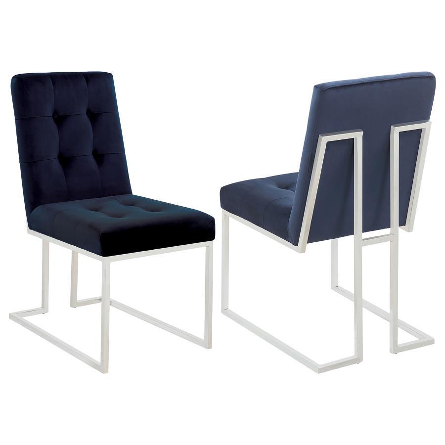 Cisco - Chaise de salle à manger rembourrée en velours (lot de 2)