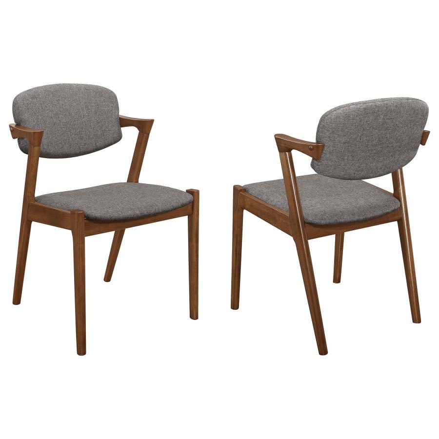Malone - Chaise de salle à manger rembourrée en bois (lot de 2) - Noyer foncé