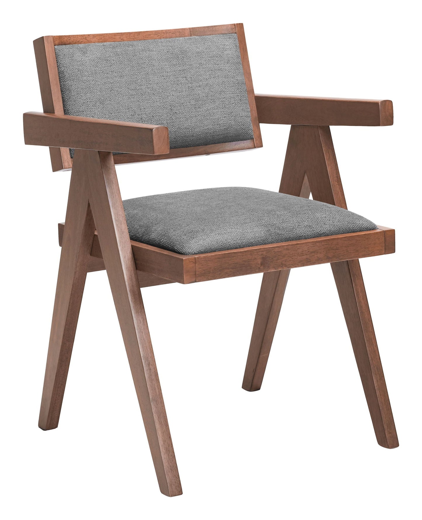 Delhi - Chaise de salle à manger (lot de 2) - Gris et noyer