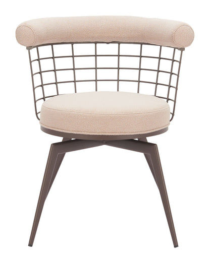 Saku - Chaise de salle à manger pivotante - Beige et marron