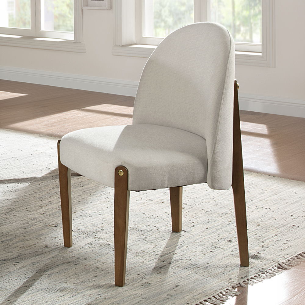 Gamarya - Chaise d'appoint (lot de 2) - Tissu blanc et chêne