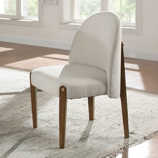 Gamarya - Chaise d'appoint (lot de 2) - Tissu blanc et chêne