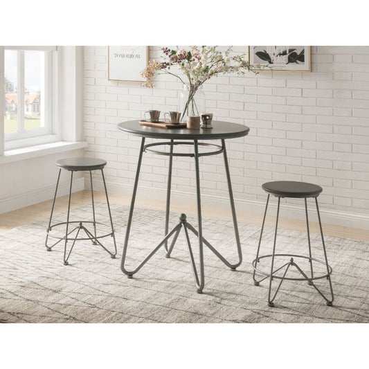 Nimai - Ensemble de table de comptoir 3 pièces - Chêne gris et gris sable