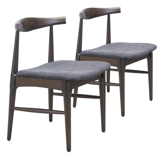 Tuzka - Chaise de salle à manger (lot de 2) - Gris et expresso