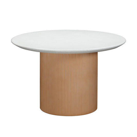 Rose - Table à manger ronde en béton imitation terrazzo pour intérieur/extérieur - Terre cuite/Blanc
