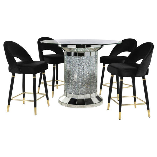 Ellie - Ensemble de table à manger à hauteur de comptoir avec miroir