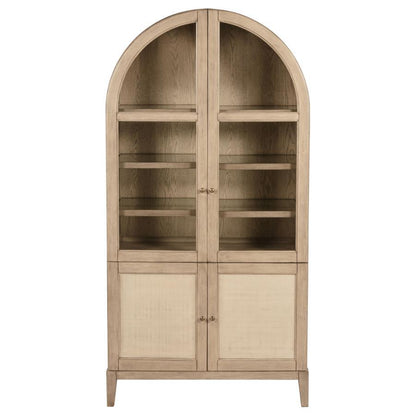 Kailani - Vitrine de salle à manger 4 portes en rotin - Chêne beige