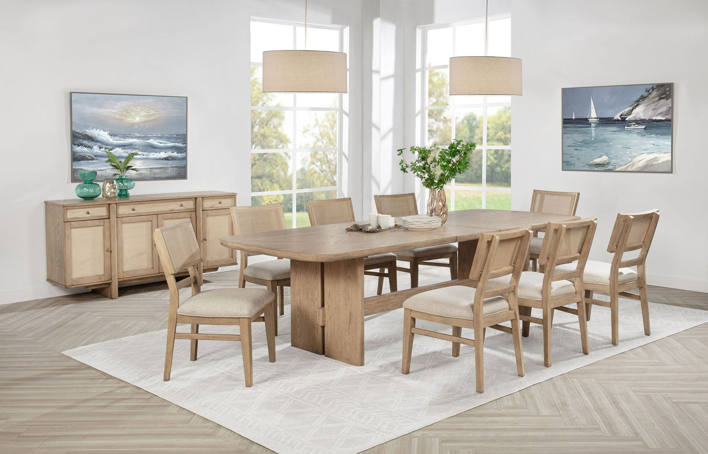 Kailani - Ensemble de table à manger rectangulaire en bois