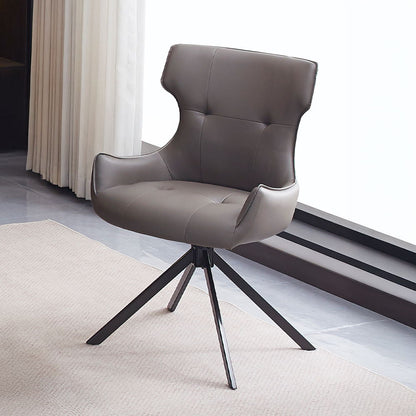 Damita - Chaise d'appoint pivotante en cuir synthétique camel (lot de 2) - Finition grise et noire
