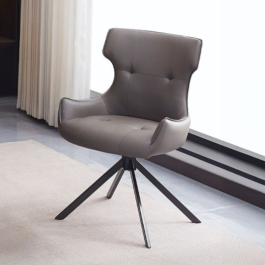Damita - Chaise d'appoint pivotante en cuir synthétique camel (lot de 2) - Finition grise et noire