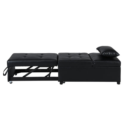 39.8 Single Folding Ottoman Sofa Bed with Adjustable Back and Pillows for Living Room
