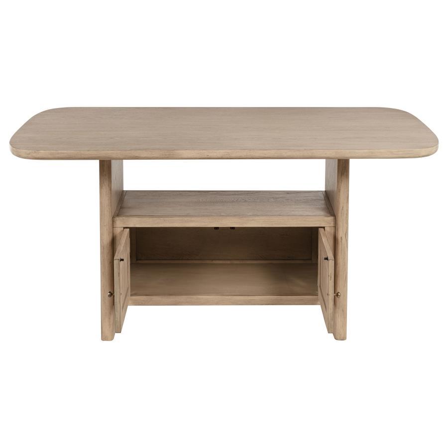 Kailani - Table de salle à manger en rotin avec rangement - Chêne beige