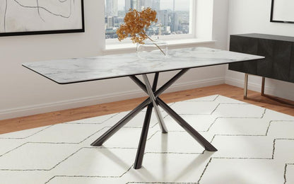 Carvell - Table à manger rectangulaire en pierre frittée - Mirage White