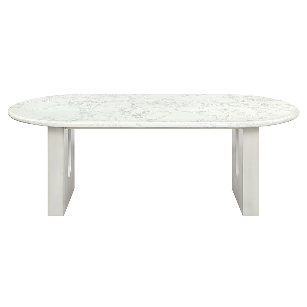 Zayn - Table à manger - Plateau en marbre naturel blanc et blanc