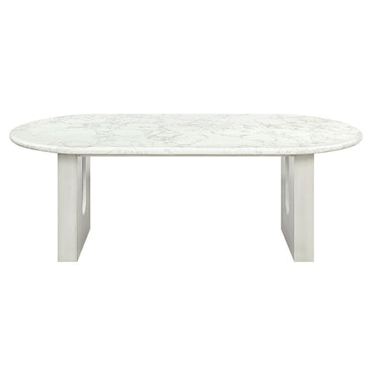 Zayn - Table à manger - Plateau en marbre naturel blanc et blanc