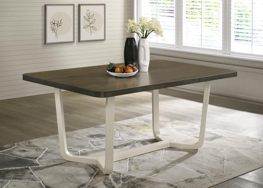 Biloxi - Table à manger rectangulaire en bois - Brun grisâtre