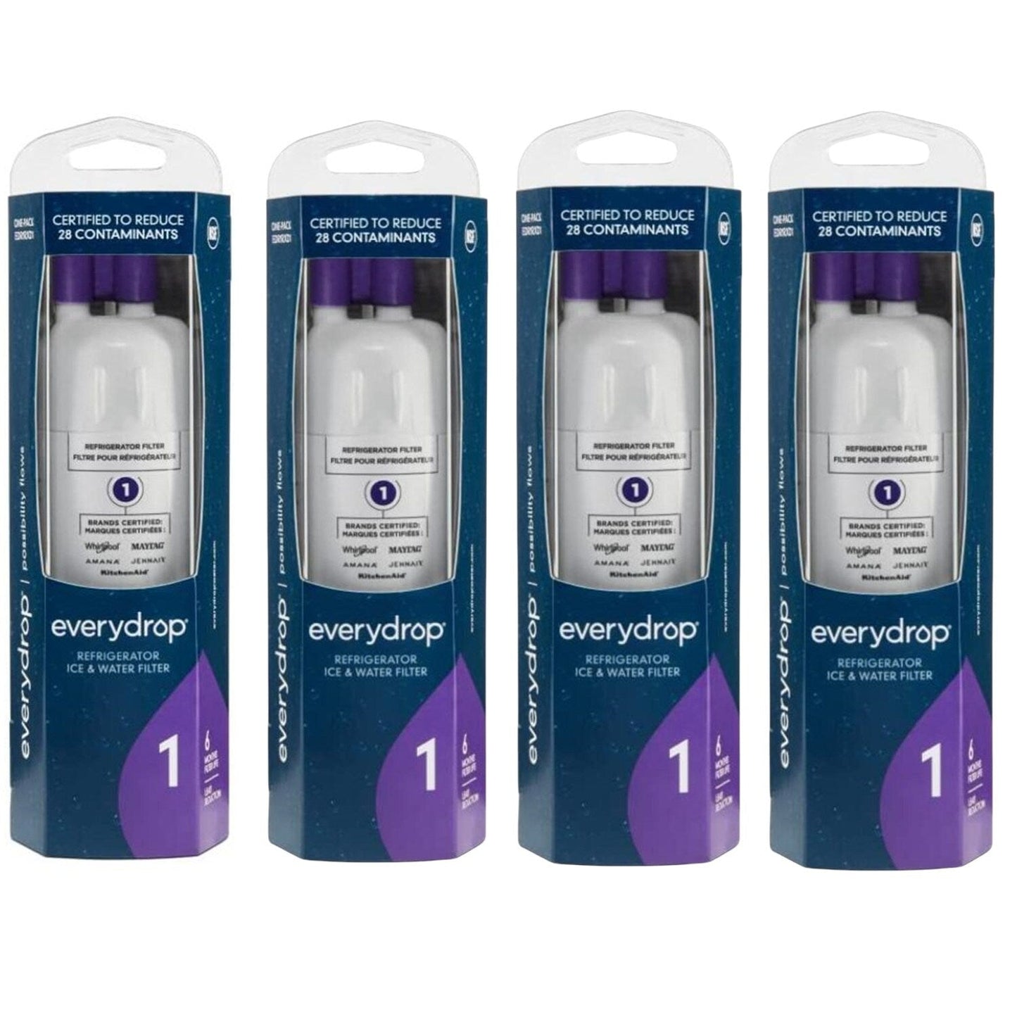 4 pack Everydrop Ice & Water Refrigerator Filter 1, EDR1RXD1