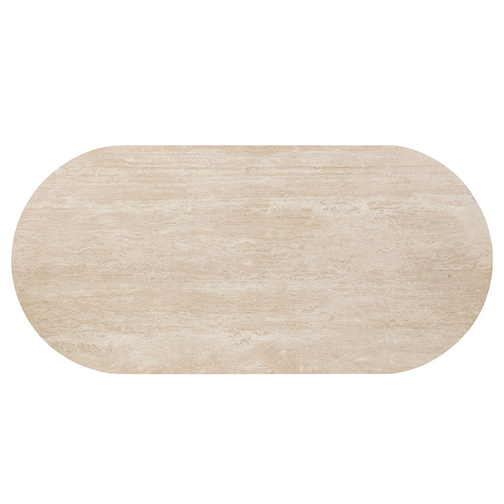 Leonardo - Table à manger - Plateau en travertin et chêne foncé