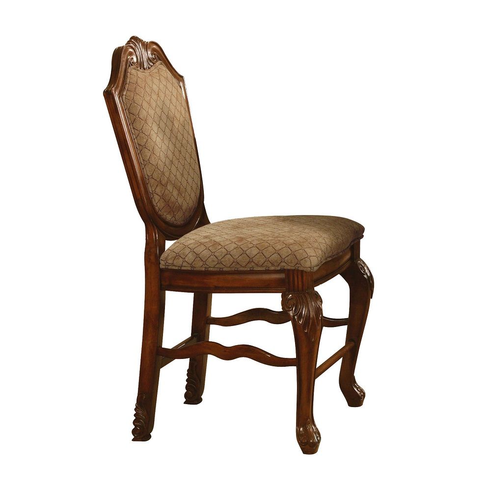Chateau De Ville - Chaises de comptoir (lot de 2) - Tissu et finition cerisier