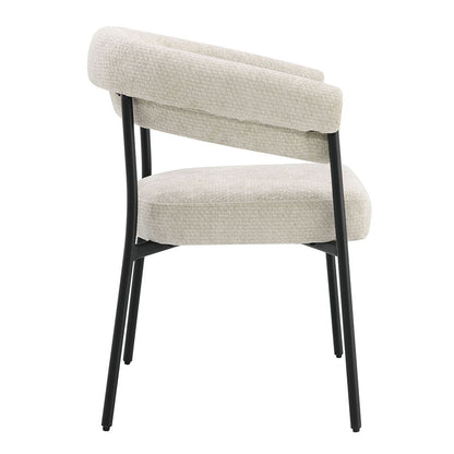 Jirina - Fauteuil en chenille (lot de 2) - Beige et noir
