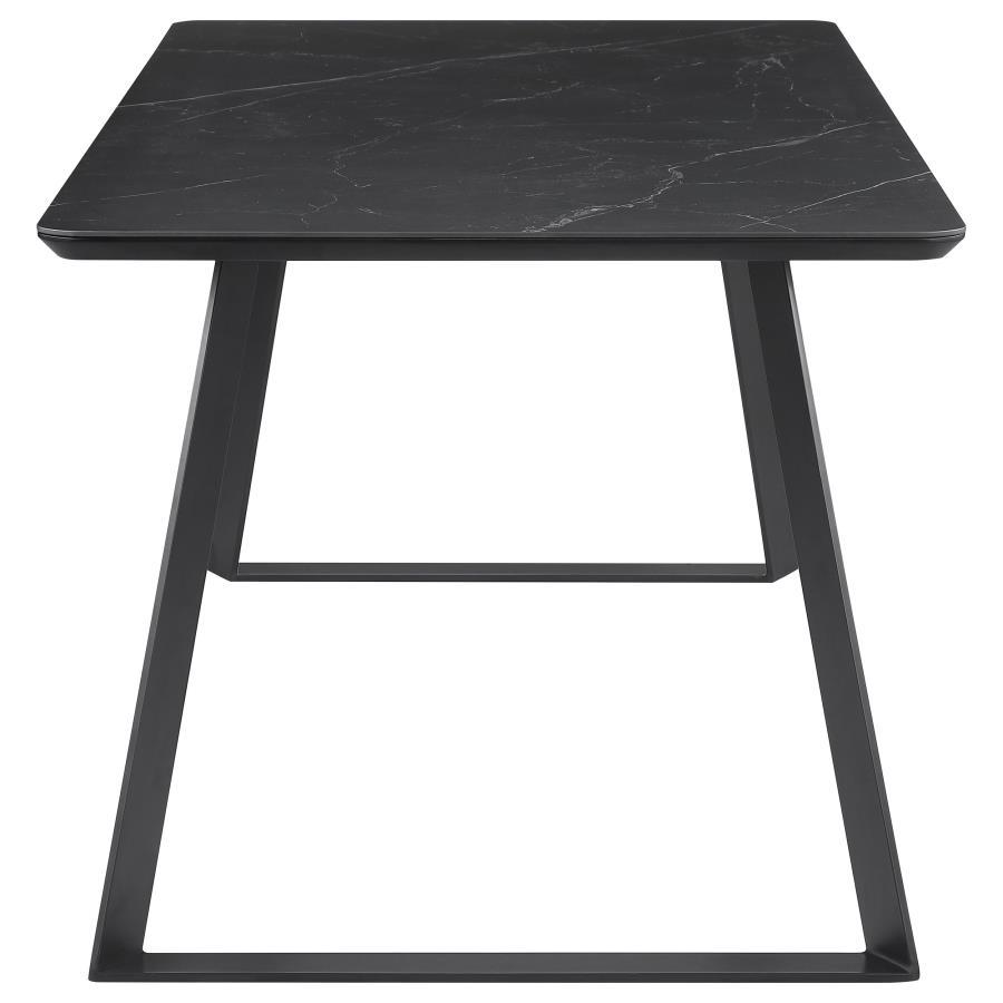 Smith - Ensemble de table à manger rectangulaire avec plateau en céramique