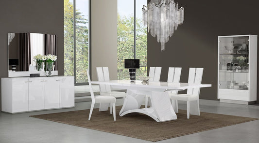D313 - Ensemble table à manger et 6 chaises - Blanc