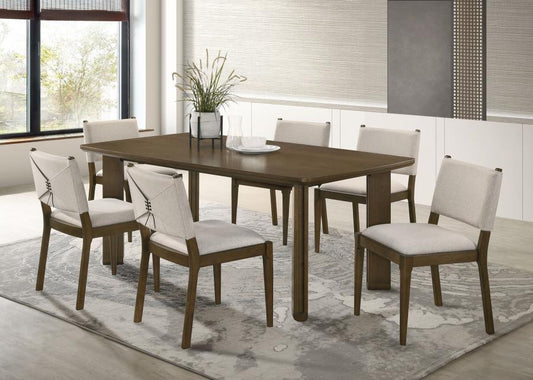 Ottowa - Ensemble de table de salle à manger rectangulaire en bois 7 pièces - Marron