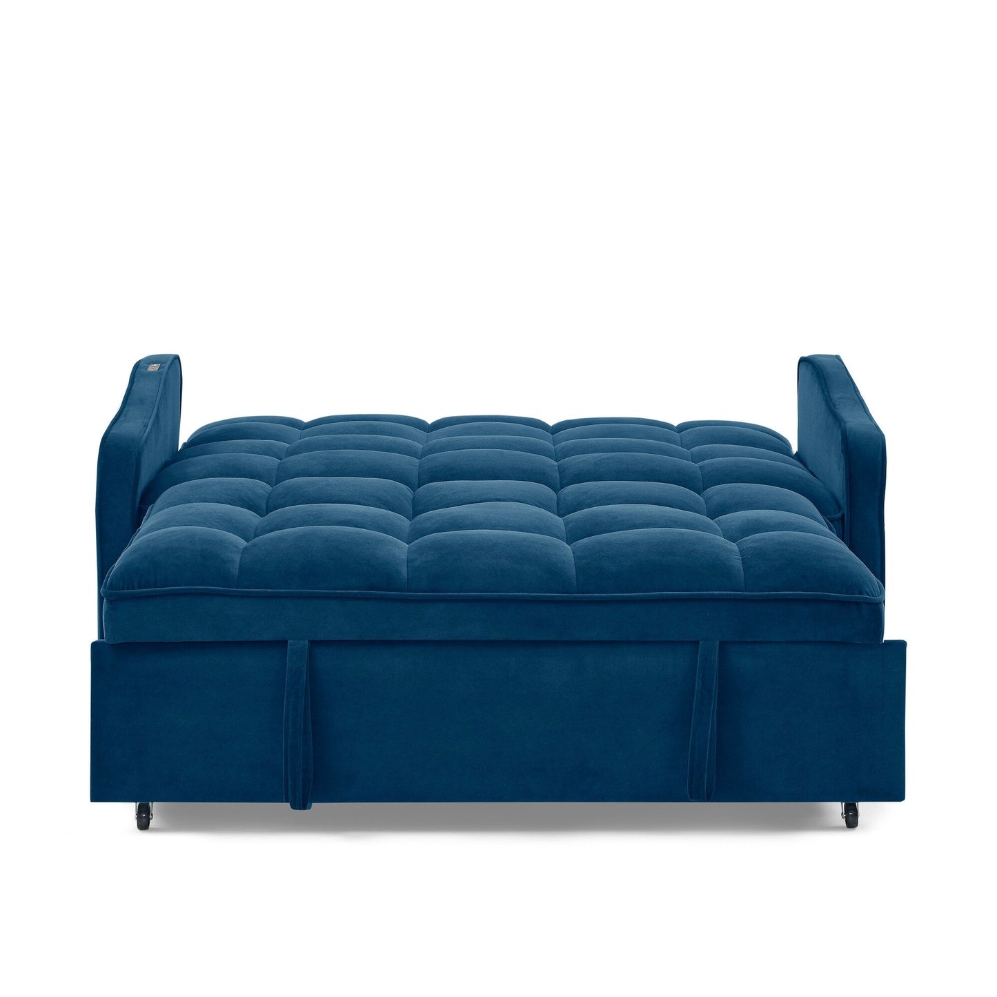53 Foam Adjustable Loveseat Sofa Bed with Pull-Out Bed, USB/Type-C Charging, Copper Nail Trim, and Arm Storage Pockets
