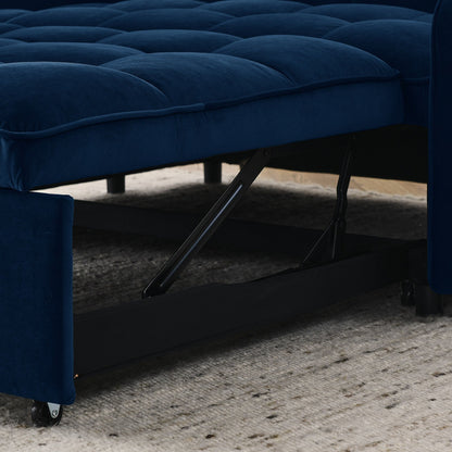 53 Foam Adjustable Loveseat Sofa Bed with Pull-Out Bed, USB/Type-C Charging, Copper Nail Trim, and Arm Storage Pockets
