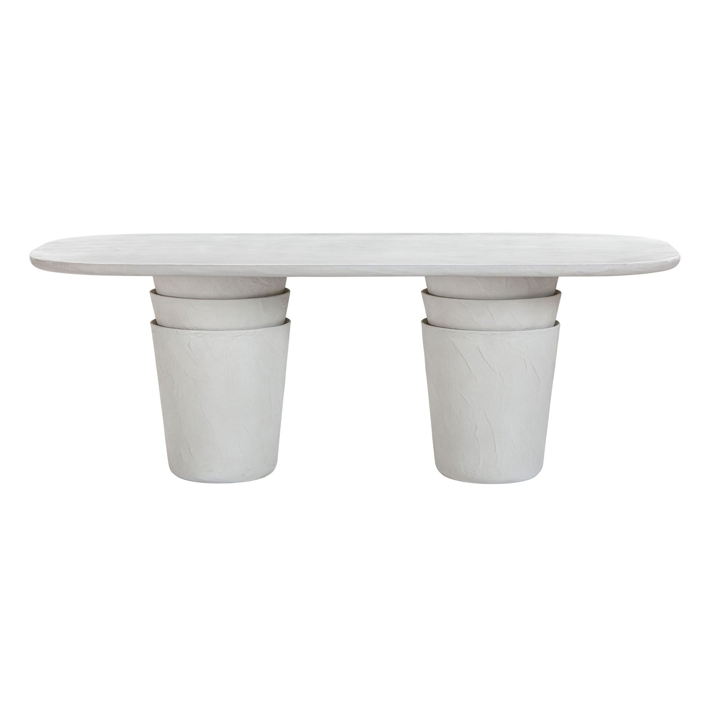 Margot - Table à manger en béton imitation plâtre pour intérieur/extérieur - Gris clair