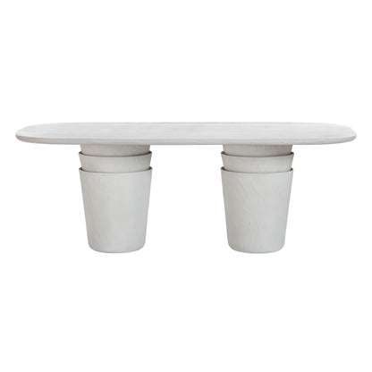 Margot - Table à manger en béton imitation plâtre pour intérieur/extérieur - Gris clair