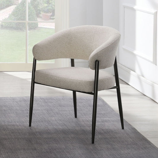 Jirina - Fauteuil en chenille avec pieds en métal (lot de 2) - Beige et noir
