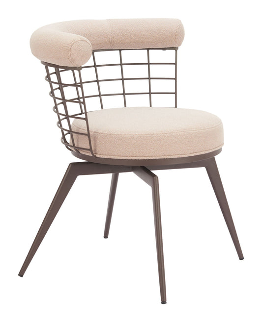 Saku - Chaise de salle à manger pivotante - Beige et marron