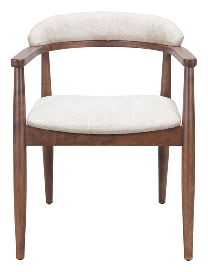 Goka - Chaise de Salle à Manger - Beige &amp; Noyer