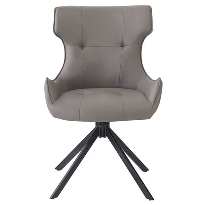 Damita - Chaise d'appoint pivotante en cuir synthétique camel (lot de 2) - Finition grise et noire