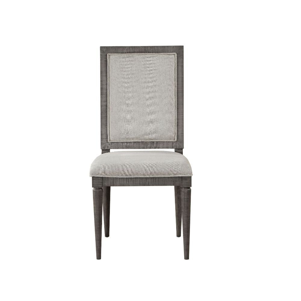 Artesia - Chaise d'appoint (lot de 2) - Tissu beige et bois naturel récupéré